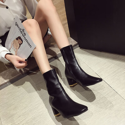 

Martin Boots Women British Wind Autumn Fashion Side Zipper Shoes ins Fashionable Coarse-heeled Locomotive Boots