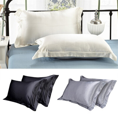 

2pcs Silk Satin Standard Pillow Case Cushion Cover Pillowcase Home Decor