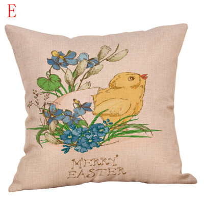 

Gobestart Happy Easter Bunny Pillow Cover Linen Sofa Cushion Cover Home Decor Pillow Case