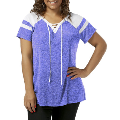 

Plus Size Raglan Sleeve Lace Up Top