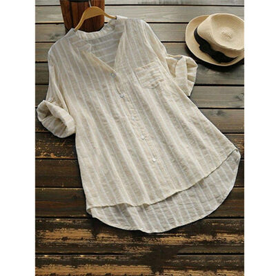 

Women Lady V Neck Long Sleeve Casual Loose Baggy Tunic Tops Blouse Plus Size