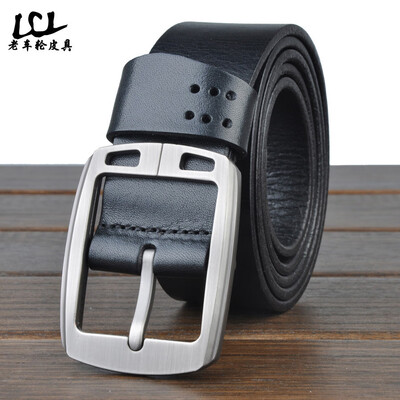 

Mens first layer leather belt Korean fashion alloy pin buckle leather belt