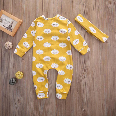 

Newborn Toddler Baby Boys Girls Long Sleeve Clothes Romper Playsuit &Headband Outfits Set 0-18M