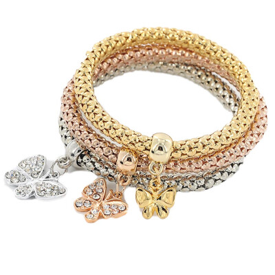 

Popular Pop Lady New Butterfly Diamond Alloy Multilayer Bracelet Corn Chain Bracelet Charm