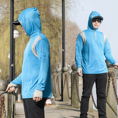 

Gobestart Mens Long Sleeves Tops Hoodie Sweatshirts Fishing Suit Zipper Blouse