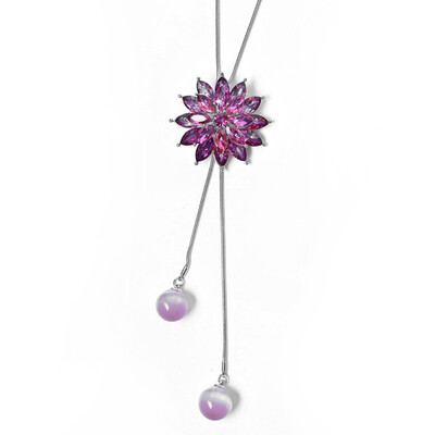 

Women Fashion Rhinestone Snowflake Pendant Long Chain Sweater Necklace Gift