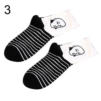 

Spring Autumn Funny Human Face Print Women Breathable Cotton Stretch Crew Socks