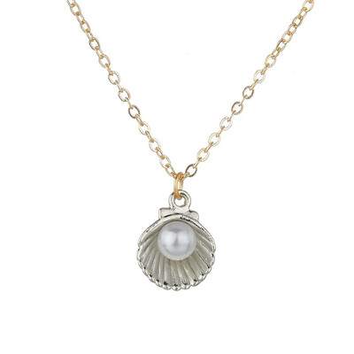 

New Multicolor Shell Pearl Pendant Simple Exquisite Sweet Girl Fashion Jewelry Summer Gift Clothing Accessories Gold Necklace