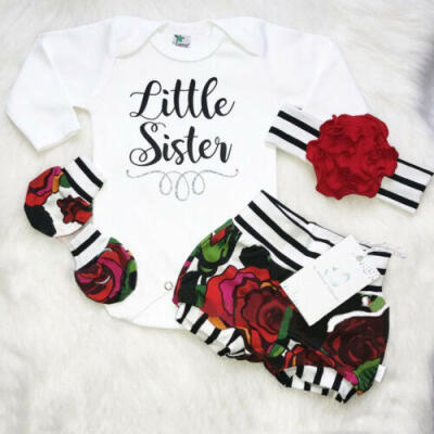 

3PCS Newborn Kids Baby Girl Cotton Romper Bodysuit Flower Pants Outfit Clothes