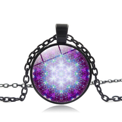 

Flower Pendant Mandala Jewelry Sacred Geometry Necklace Cabochon Time Gem Spiritual Necklace
