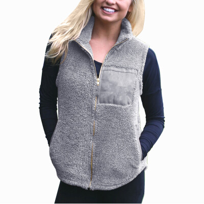 

Womens Sleeveless Polyester Fleece Winter Jacket Vest Tops Zipper Winter Autumn