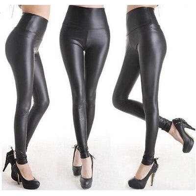 

Lady Matt look high waist Stretch faux leather Slim pants tights legging sales