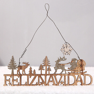 

Wooden Wall Door Sign Banner Hanging Plate Board Wooden Merry Christmas Hanging Xmas Decoration