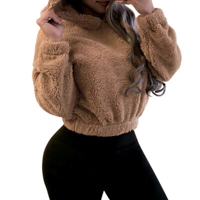 

Women Long Sleeve Fleece Fur Jacket Outerwear Top Winter Warm Hooded Fluffy Coat