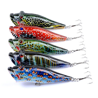 

5PCS Fishing Lures Set 8cm 124g Artificial Top Water Fishing Lure 3D Eyes Hard Popper Lures for Saltwater Freshwater