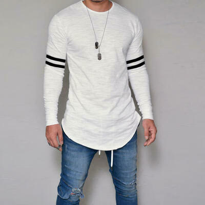 

Mens Long Sleeve Blouse Tops T-Shirt Basic Crew Neck Slim Fit Muscle Clothing