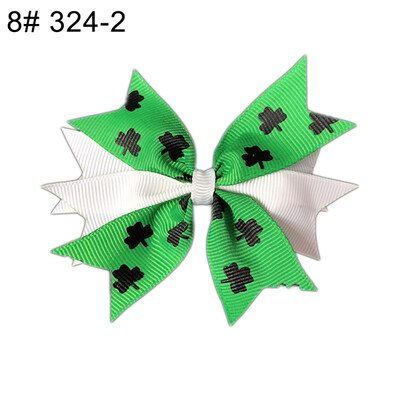 

12Pcs Lovely Saint Patricks Day Shamrock Girls Hair Clip Bow Hairpin Headwear