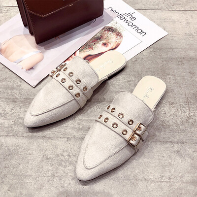 

Net red Mueller shoes women 2019 new Korean version of Joker fashion wearing slippers pointed Baotou half slippers tide