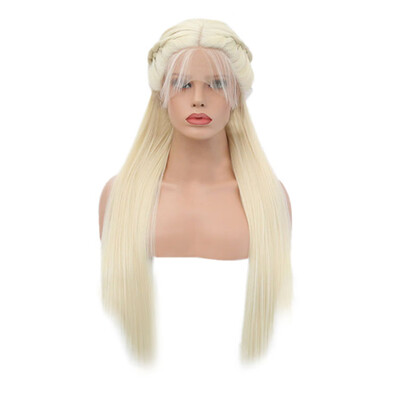 

〖Follure〗Synthetic Baby Hair Braided Double Lace Front Wig Long Ombre Colorful Wigs