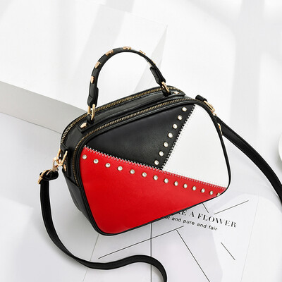 

Womens summer bag on the new round bag contrast color texture slung foreign style shoulder portable ins Joker