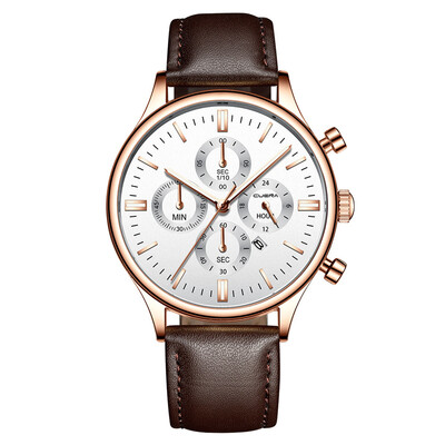 

Gobestart Fashion Sport Mens Stainless Steel Case Leather Band Quartz Analog Wrist Watch