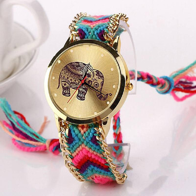 

Automatic Mechanical Ethnic-style Man Woman Quartz Knit Elephant Watch Plush Band