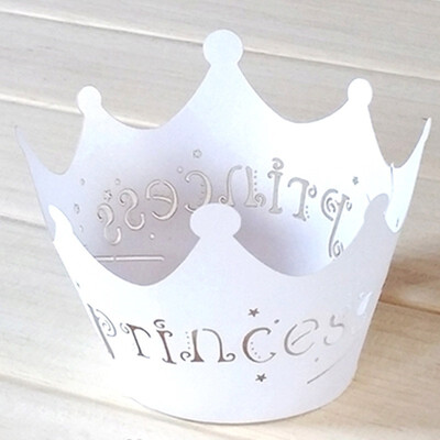 

FUNNYBUNNY 24pcs Princess Crown Cupcake Wrappers Cases Wedding Christening Baby Girl Shower Party Cake Decoration