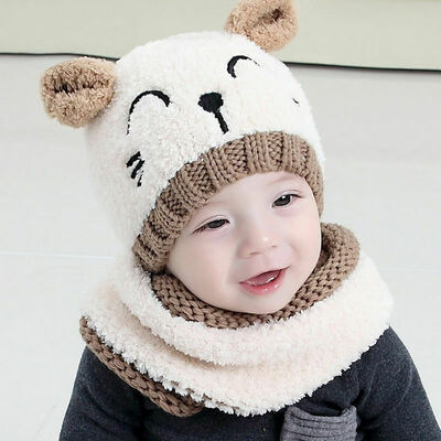 

Toddler Boy Girls Warm Winter Woolen Beanie Hat Newborn Baby Ears Plush Cap Hot