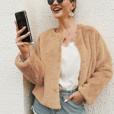 

Toponeto Womens Ladies Warm Faux Fur Coat Jacket Winter Solid Short Outerwear