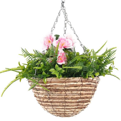 

Hanging Artificial Basket Realistic Fake Flower Hanging Basket Lawn Faux Imitation Hanging Planter for Indoor Outdoor Landscape Ba