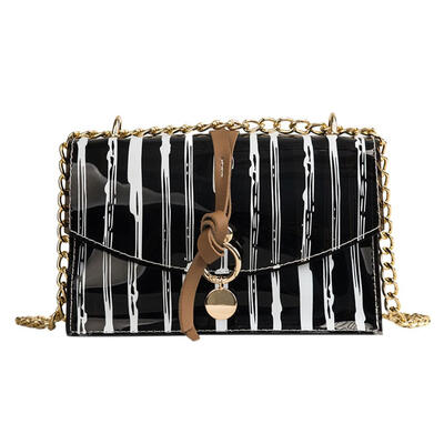 

Summer Beach PVC Clear Shoulder Bags Stripes Women Chain Messenger Clutch
