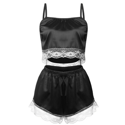

Toponeto Womens Sexy Satin Lace Sling Sleepwear Lingerie Nightwear Underwear Set