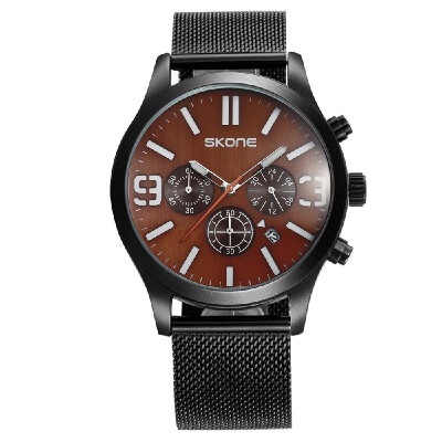 

SKONE Fashion Casual Simple Watch 3ATM Water-resistant Quartz Watch Men Wristwatches Male Relogio Musculino Calendar Chronograph