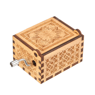 

Wood Music Box Mini Vintage Engraved Hand-Operated Musical Box Birthday Christmas Valentines Day Exquisite Gift