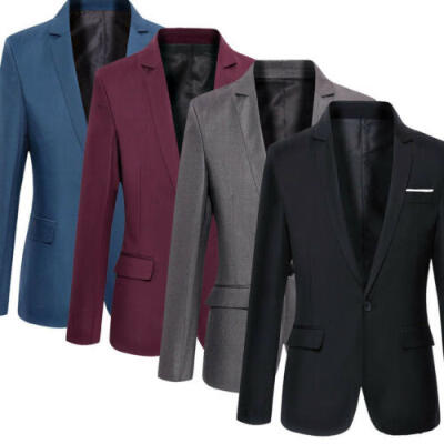 

Mens Casual Slim Fit One Button Suit Blazer Coat Jacket Tops Men Fashion Suit