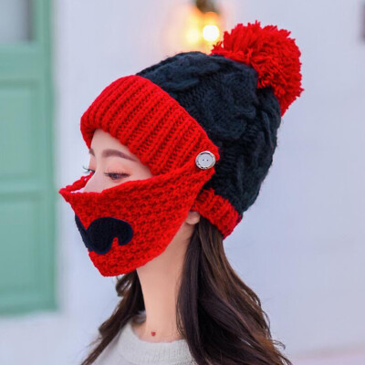 

Tailored Women Autumn Winter Outdoor Warm Fur Ball Hats Crochet Knit Holey Beanie Cap