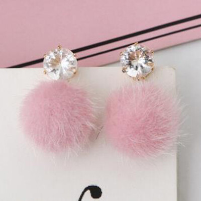 

Simple Winter Fashion Short Earring Dangle Artificial Ball Eardrop