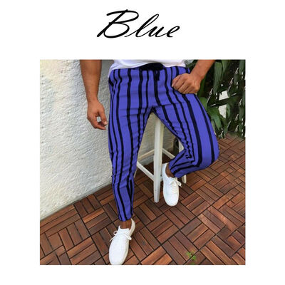 

Mens Skinny Slim Fit Stretch Denim Jeans Striped Pants Biker Jogger Trousers