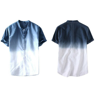 

New Men Gradient Color Summer Short Sleeve Cotton Breathable Casual T-shirt