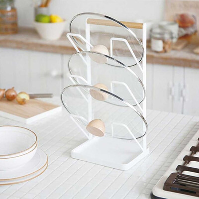

Gobestart 3 Tier Pan Lid Storage Rack Wall Mount Pot Cover Organizer Holder for Kitchen