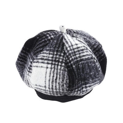 

Warm Fashion Artist Felt Women Beret Hat Casual Plaid Autumn Winter Cap
