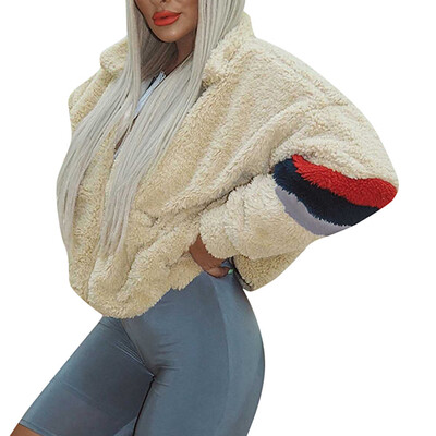 

Toponeto Women Winter Coat Keep Warm Outerwear Striped Faux Fur Coat Outwear