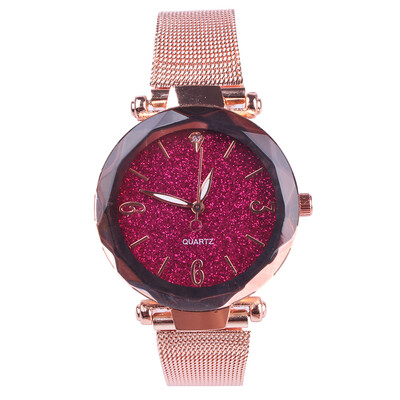 

Womens quartz watch simple diamond mesh with starry watch vibrato