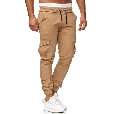 

Gobestart Men Sweatpants Slacks Casual Elastic Joggings Sport Solid Baggy Pockets Trousers