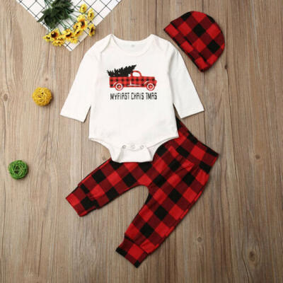 

My 1st Christmas Baby Boy Girl Newborn Xmas Clothes RomperPants Outfit UK Stock