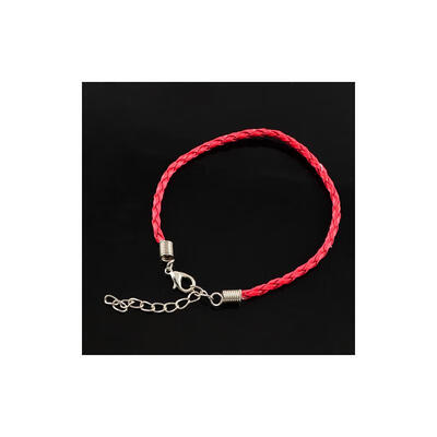 

Trendy Braided Imitation Leather Bracelet Making with Iron Lobster Claw Clasps&End Chains FireBrick 200x3mm