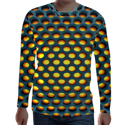 

Toponeto Men Funny 3D Print Round Neck Long Sleeve T Shirt Tops Casual Daily Blouse