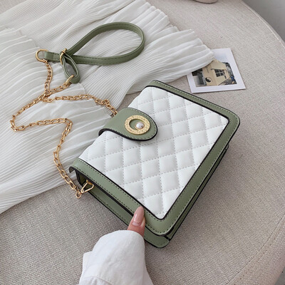 

Bag female rhombic embroidery thread Korean version of fashion wild shoulder slung small square bag of natural texture