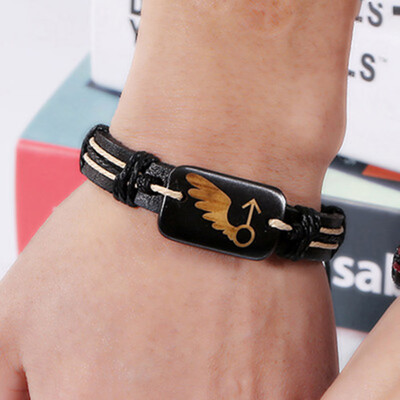 

Vintage Beef Bone Weaving Imitation Cowhide Leather Bracelet Pair Jewellery