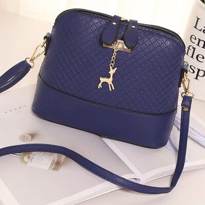 

Fashion Women Plaid Pattern Small Deer Pendant Shell Shoulder Handbag